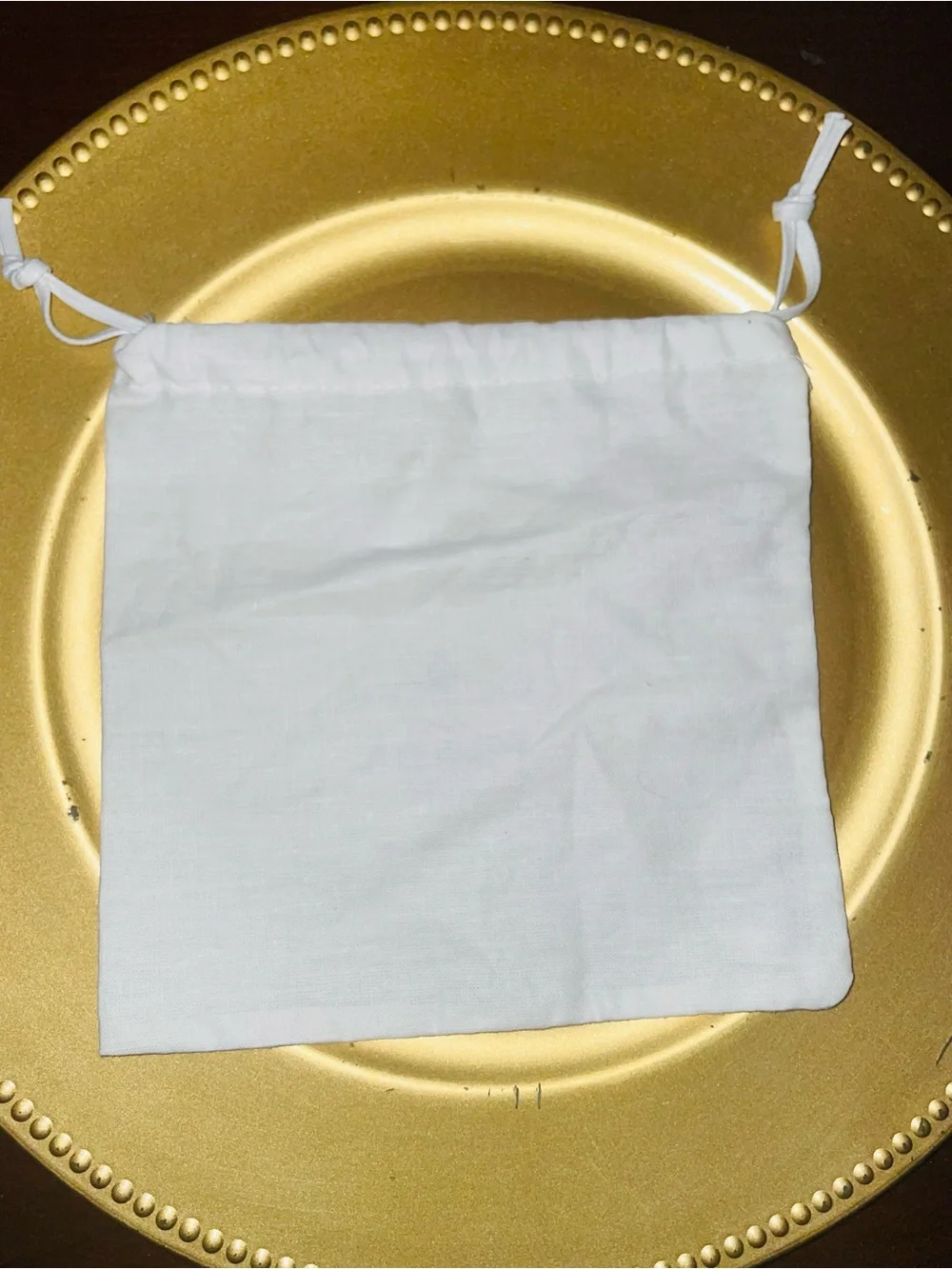 Prada White Drawstring Logo Pouch with Blue Print